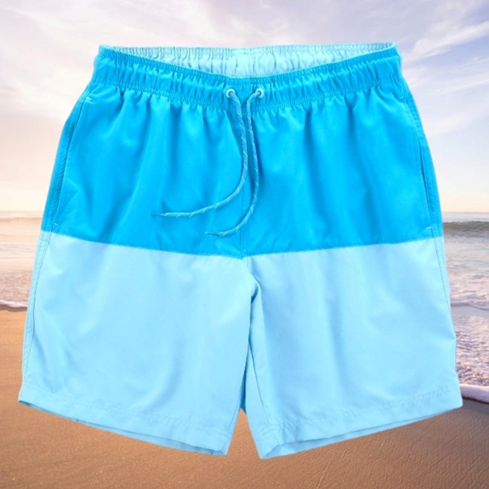 GEORGE Cerulean Blue/Sky Blue Colorblock Men's Classic Swim Shorts Swimsuit